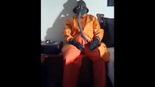 An old Video of me Wanking Wearing Orange Oilskins
