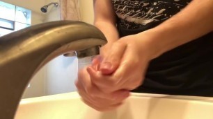 HOT TEEN WASHES HANDS AFTER GOING OUT IN PUBLIC DURING COVID-19