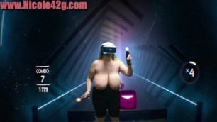 Big Titty MILF Plays Beat Saber Topless. Song "be there for You