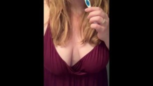 Redhead Brushing her Teeth Topless