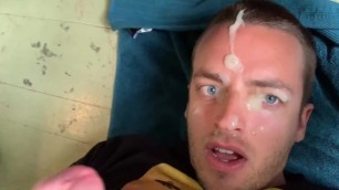 Rope of Cum on Forehead and Eyes
