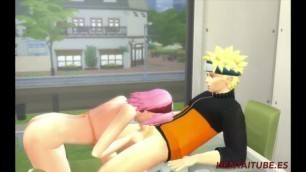Sakura Eats his Cock and is Fucked by Naruto in the Kitchen - Naruto Hentai