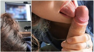 LEAKED! Sneaky Blowjob during Work Zoom Meeting while in Quarantine
