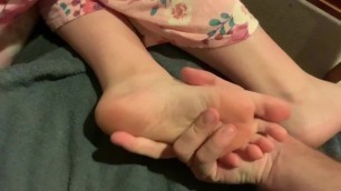 Masturbating with and Cumming on Girlfriends Tiny Teen Feet