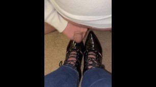Watch me Cum on my Wife’s Lace up Leather Boots