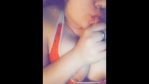 Canadian Nerd Plays with her Huge Tits