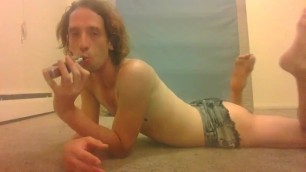 Adorable Transgirl Vaping Playing with own Feet
